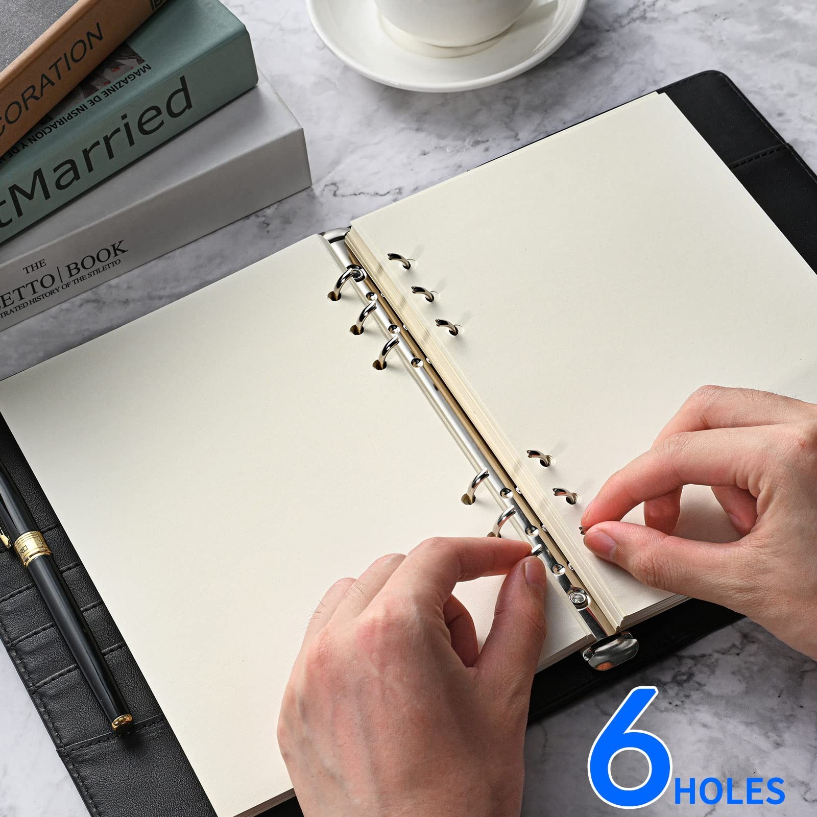 A5 Blank Refill Paper for 6-Ring Binders Planner Traveller Journal White