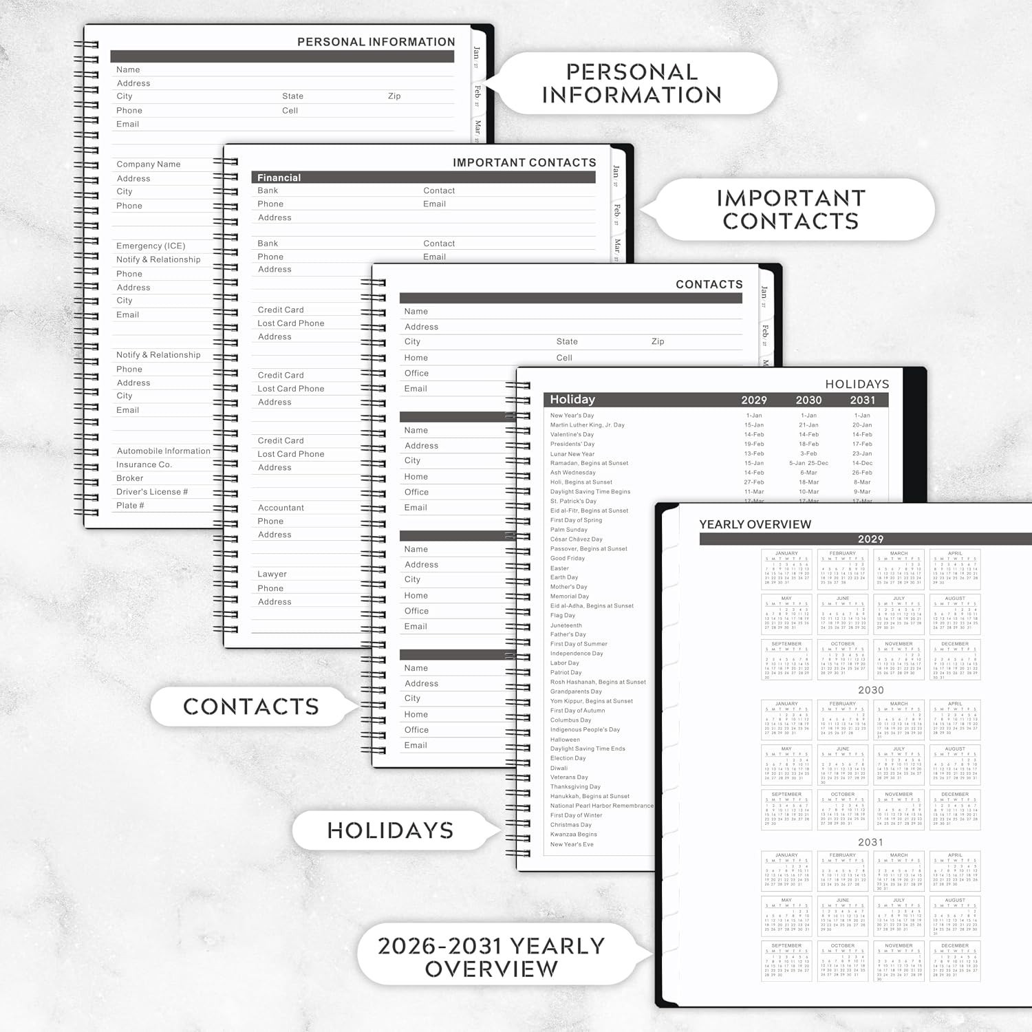 2026-2031 Monthly Planner: Flexible Cover, Holidays Marked & Goal Motivation