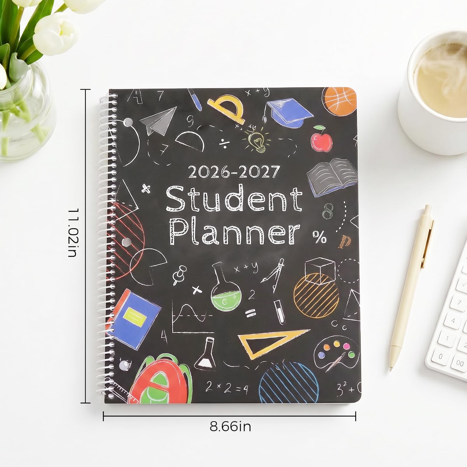 KONVINIT Student Planner 2026-2027, 1.1″ x 8.5″ 8.66″ x 11.02″, Black