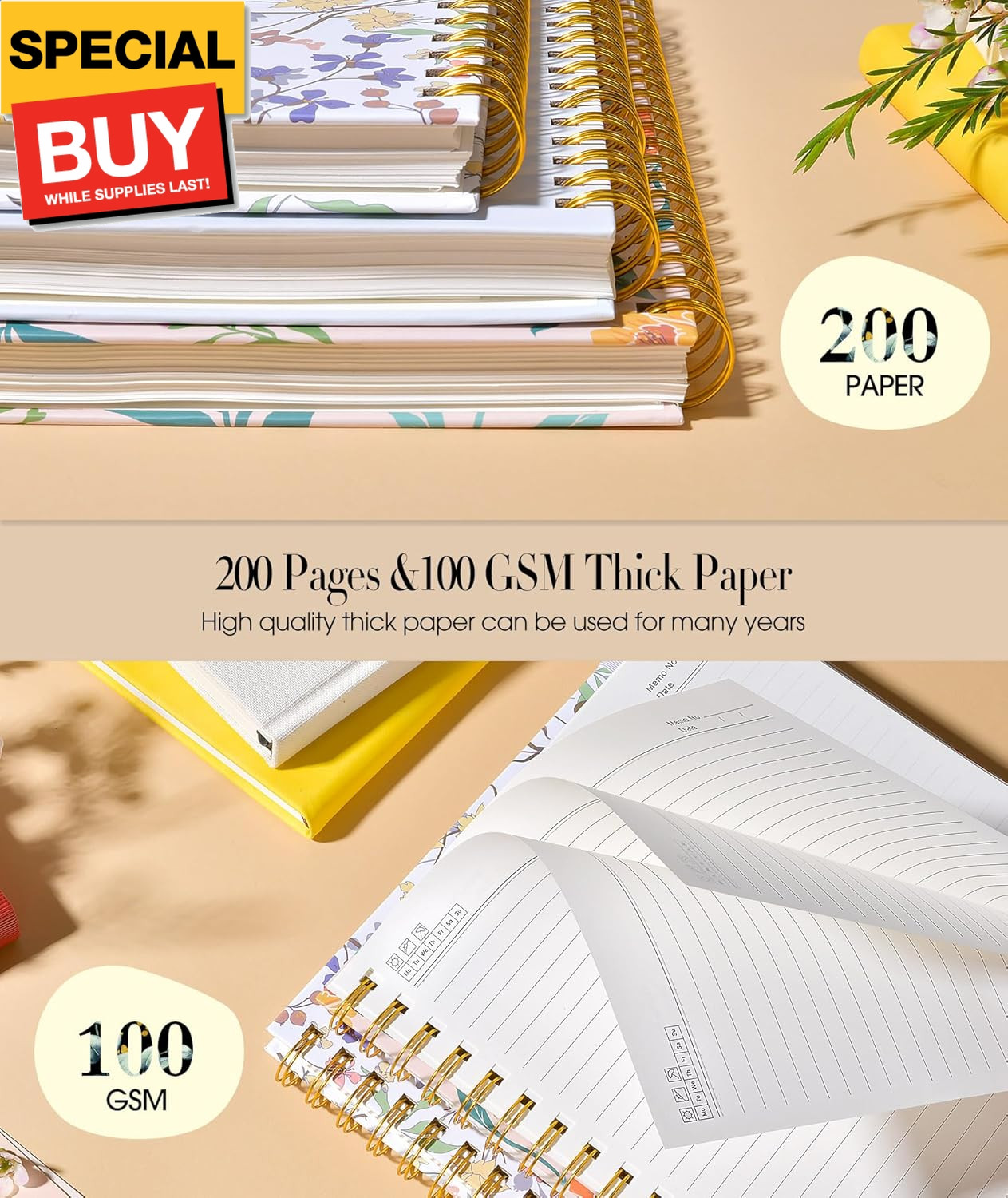 Aesthetic Spiral Notebook Journal for Women, 160 Pages Lined Notebooks 5.75” x 8