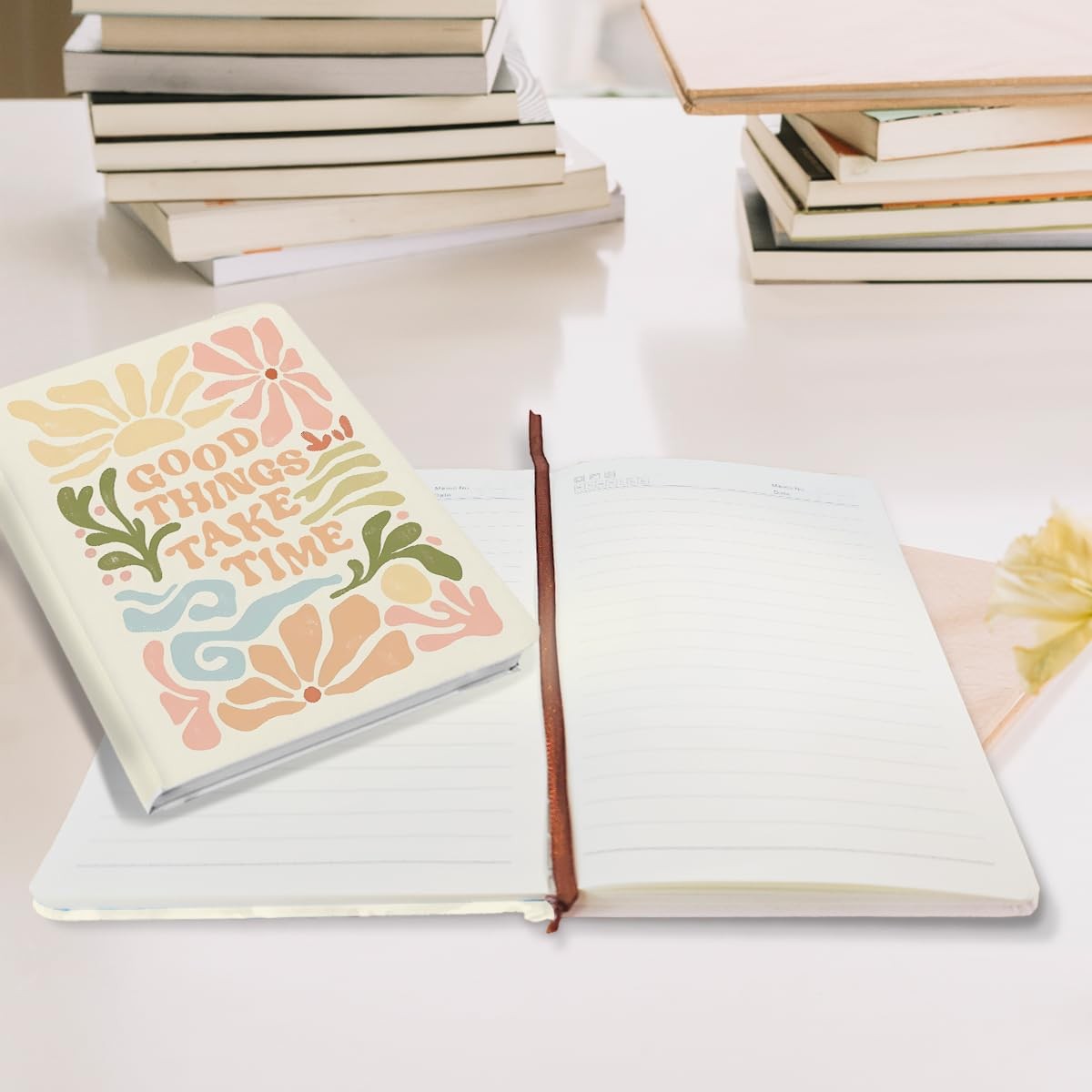 Hardcover Ruled Journal Notebook, Trendy Preppy Multi 1159