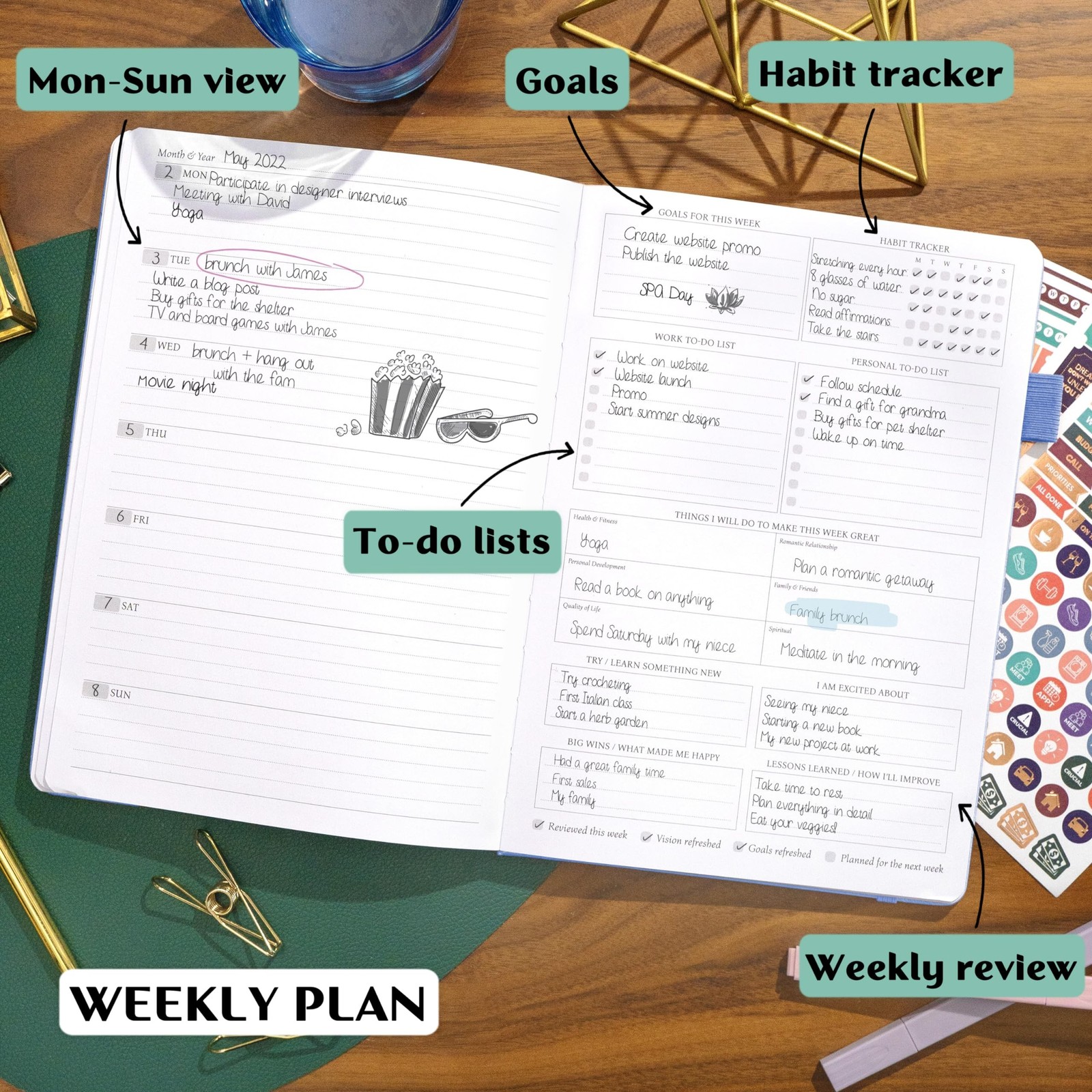 Legend Planner PRO – Deluxe Weekly & Monthly Life Planner to Increase Prod