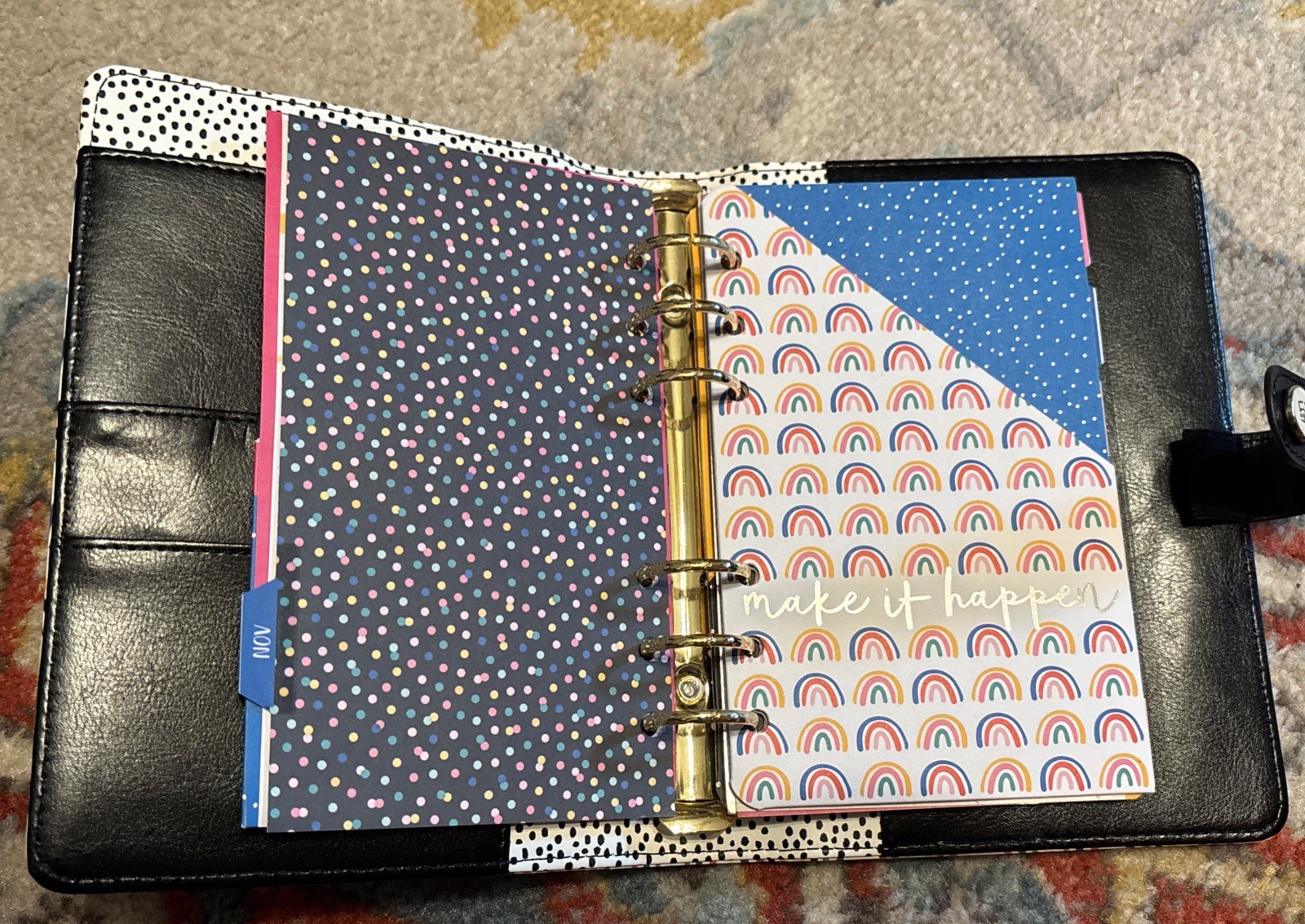 The Paper Studio 52 Agenda Rainbow Print 6-Ring Personal Planner/money Binder