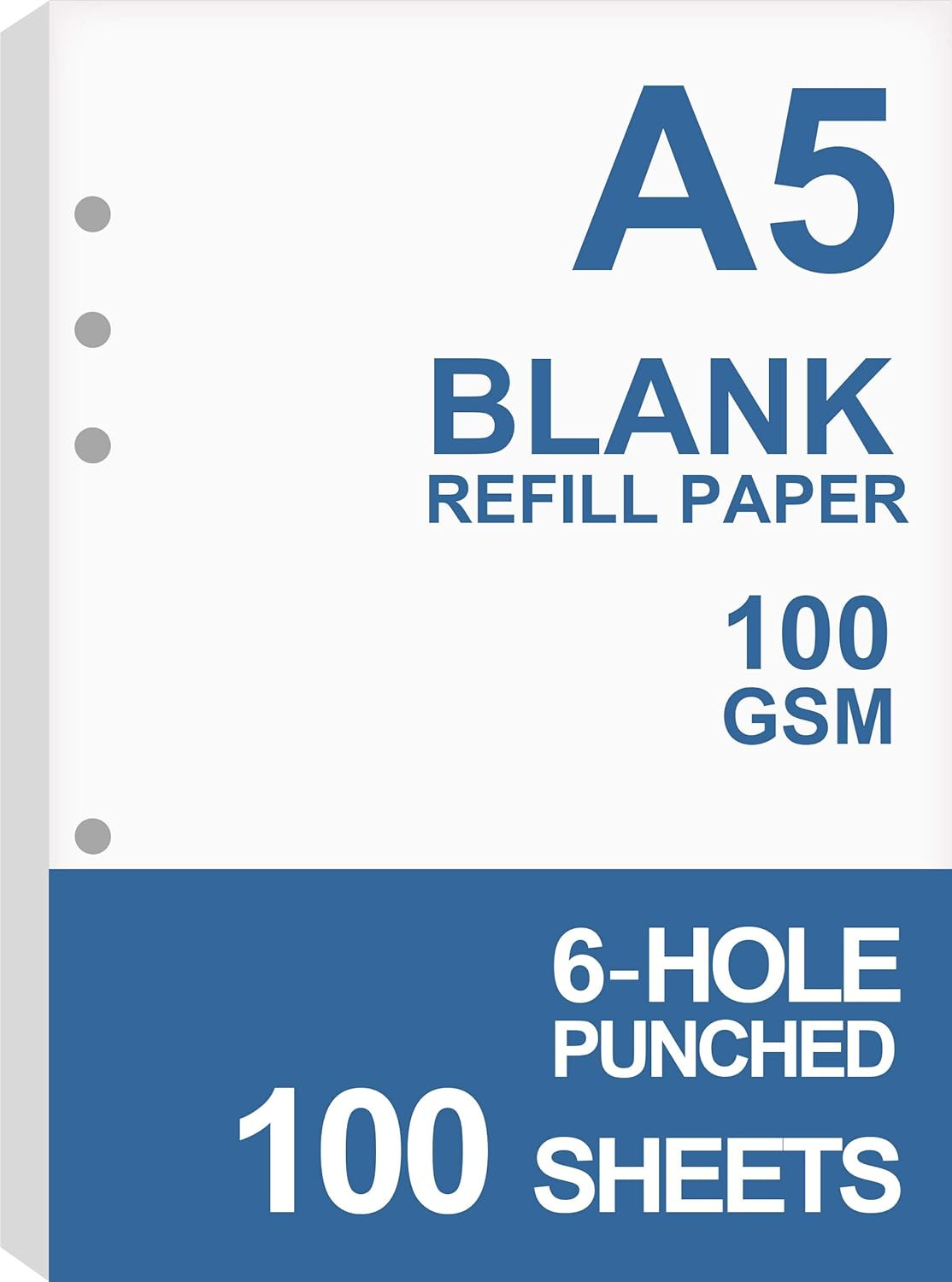 (3-Pack) A5 Blank Paper, Refills for Filofax Planner, Organizer, Binders, 6 Hole