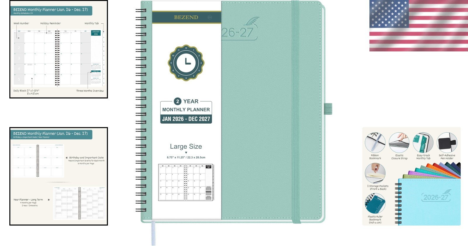 120 GSM Paper – Inner Pockets – Laminated Tabs – Mint Green