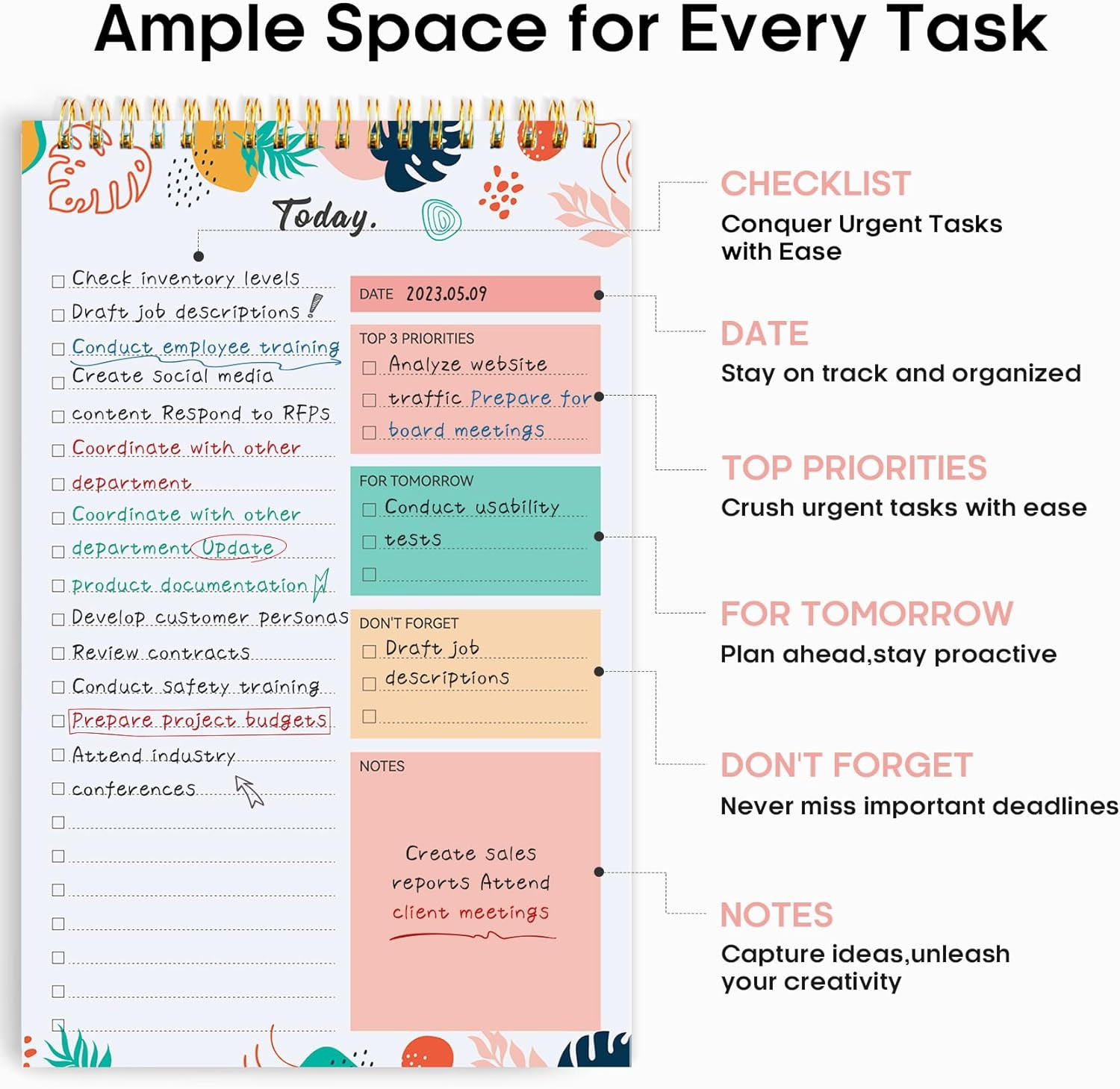 to Do List Notepad – to Do List Notebook for Work with 52 Sheets, 9.8″ X 6.5″, U