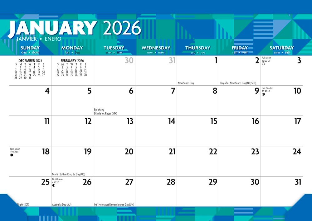 Large Print | 2026 17×12 Inch Monthly Desk Pad Calendar