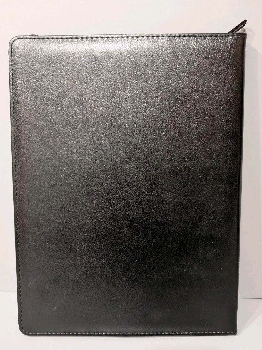 LEEDS 10×13 Black Pad Folio Notepad Portfolio Organizer Zippered Pockets