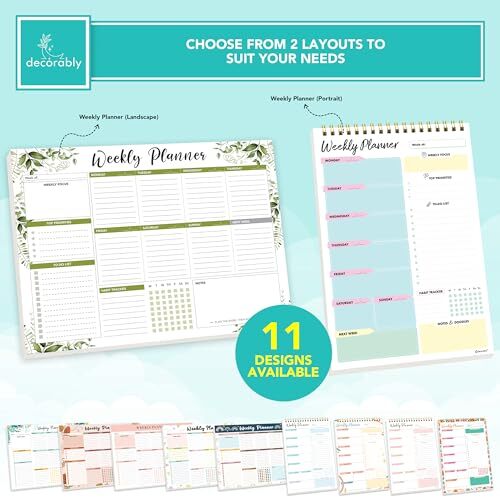 11×8.5in Weekly List Notepad – 52 Easy Tear-Off Sheets To Do Weekly Forest