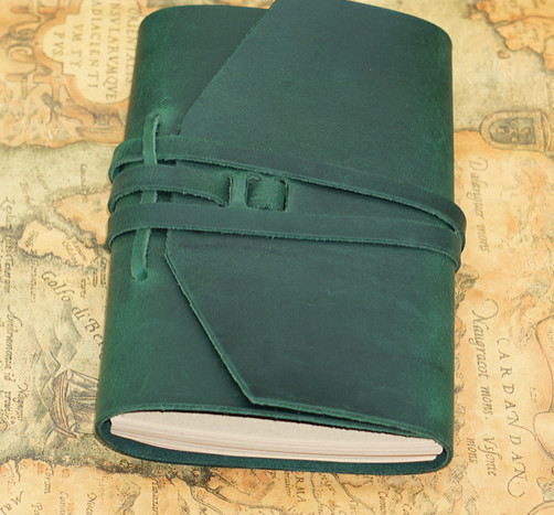 Writing notes Notebook sketchbook Diary Notepad handmade cow leather green Q282