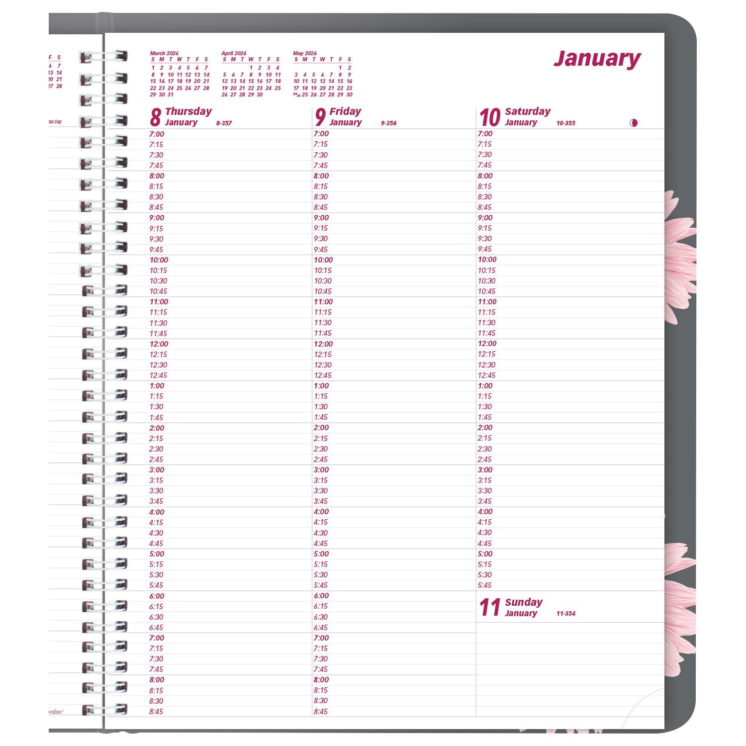 2026 Brownline CB950G.05 Pink Daisy Weekly Appointment Book, 8-1/2 x 11″