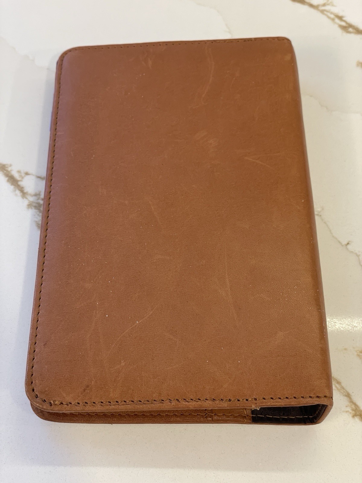 Vtg Rolodex Planner Brown Leather R0320 Calendar Address Tabs Pockets 1996 7.5″