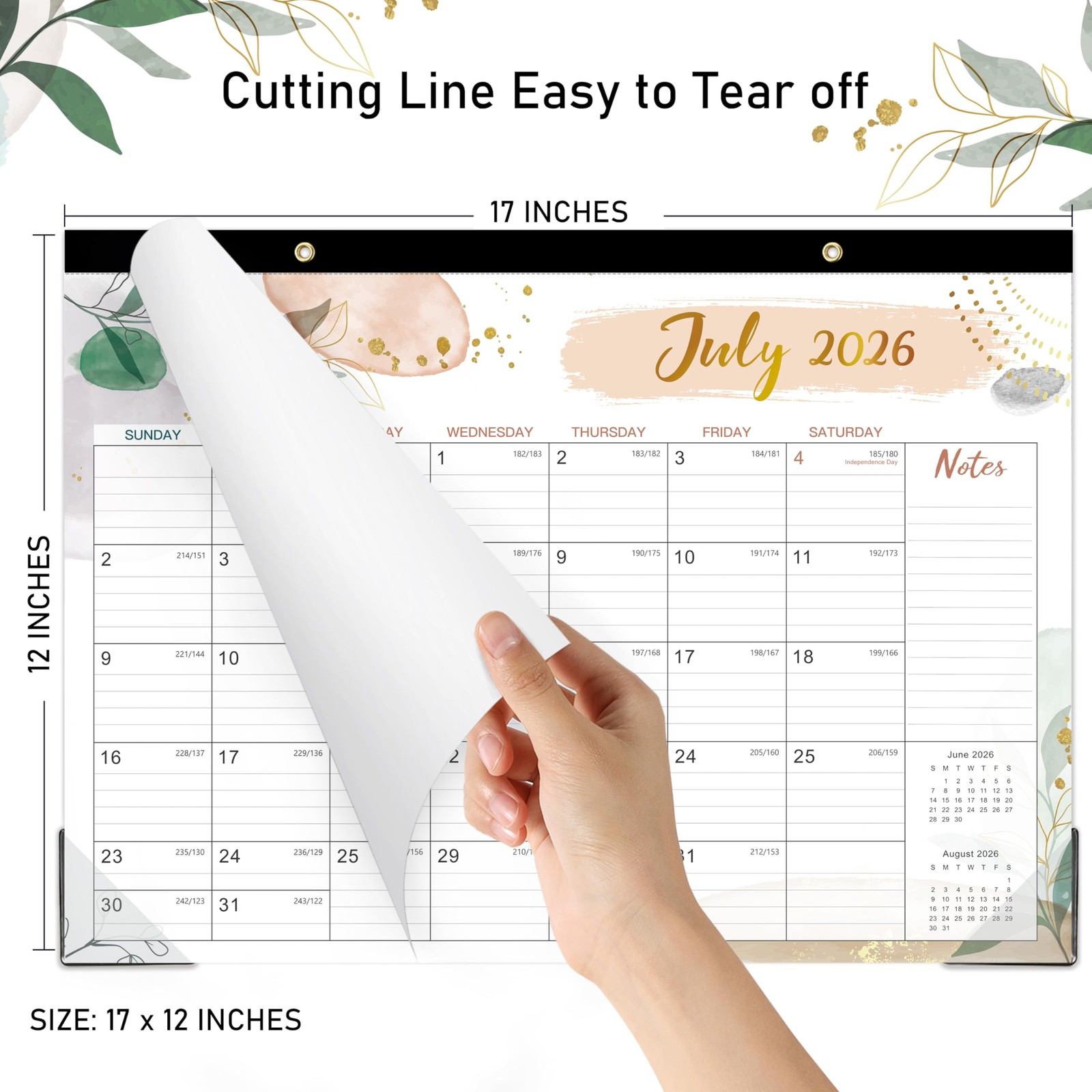 Desk Calendar 2026-2027 – 17×12, July 2026 12″ x 17″