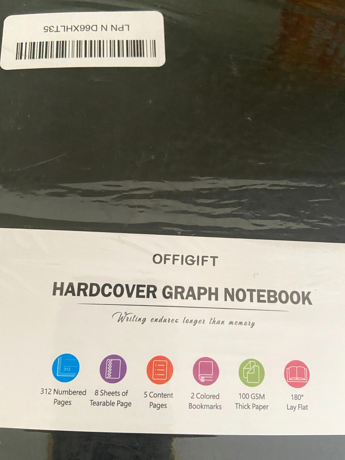 Hardcover Graph Notebook Journal BLACK-312 Thick Numbered Pgs-Large 8.5″ x 11″