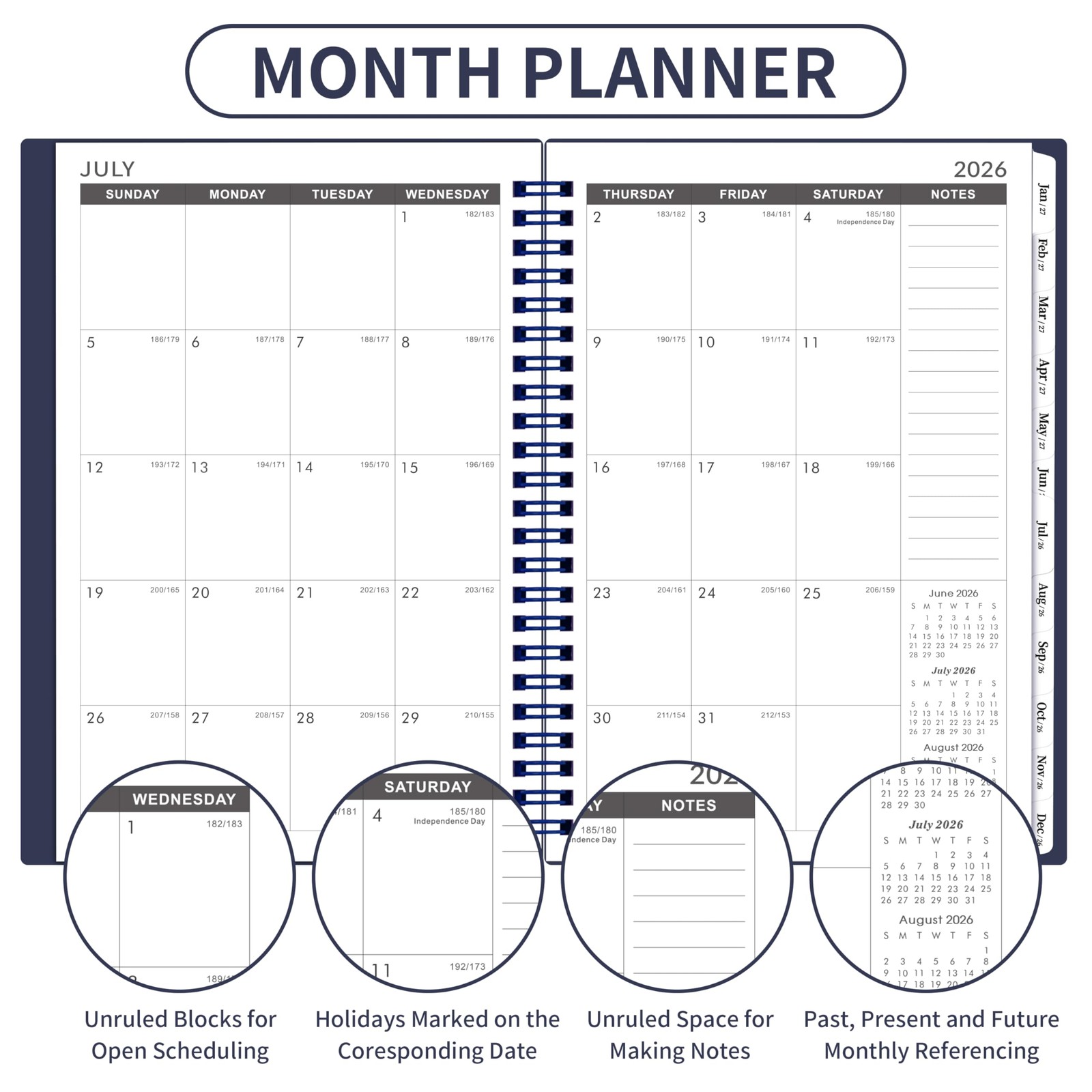 5 Year Monthly Planner 20262031 Tabs Thick Paper 6.4×8.5 Blue
