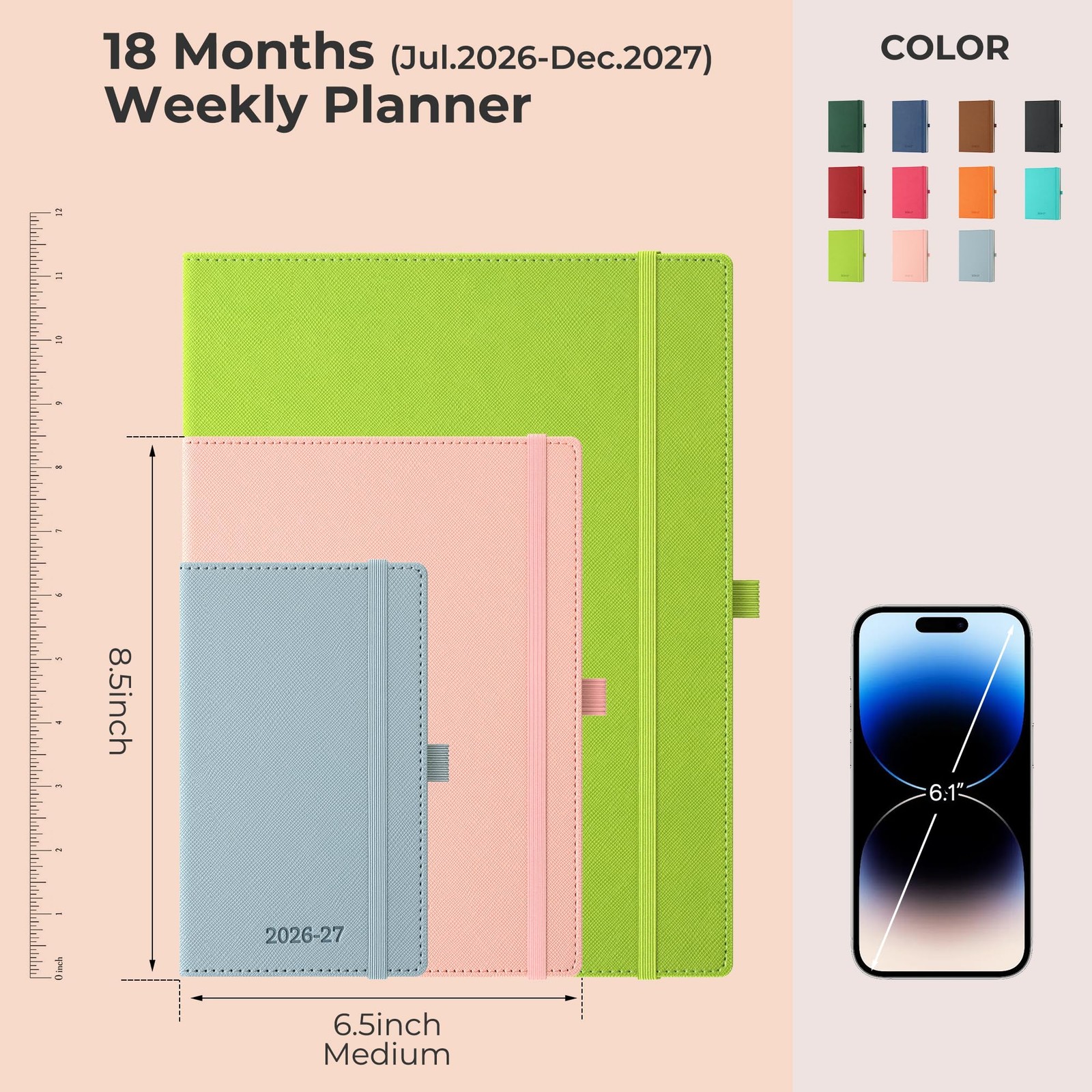 Weekly Monthly 2026-2027 Planner (July 26-Dec 27),8.5″x6.5″,18 Months Agenda …