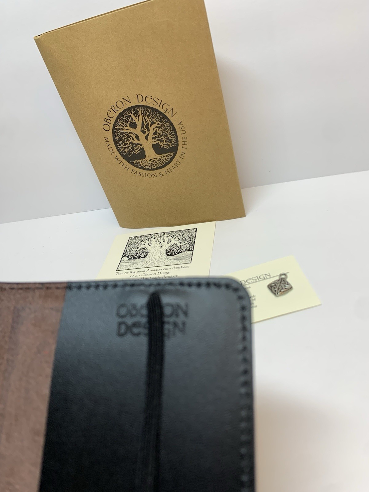Oberon Design Celtic Hounds Leather Embossed Brown Journal Notebook Cover 4″x6″