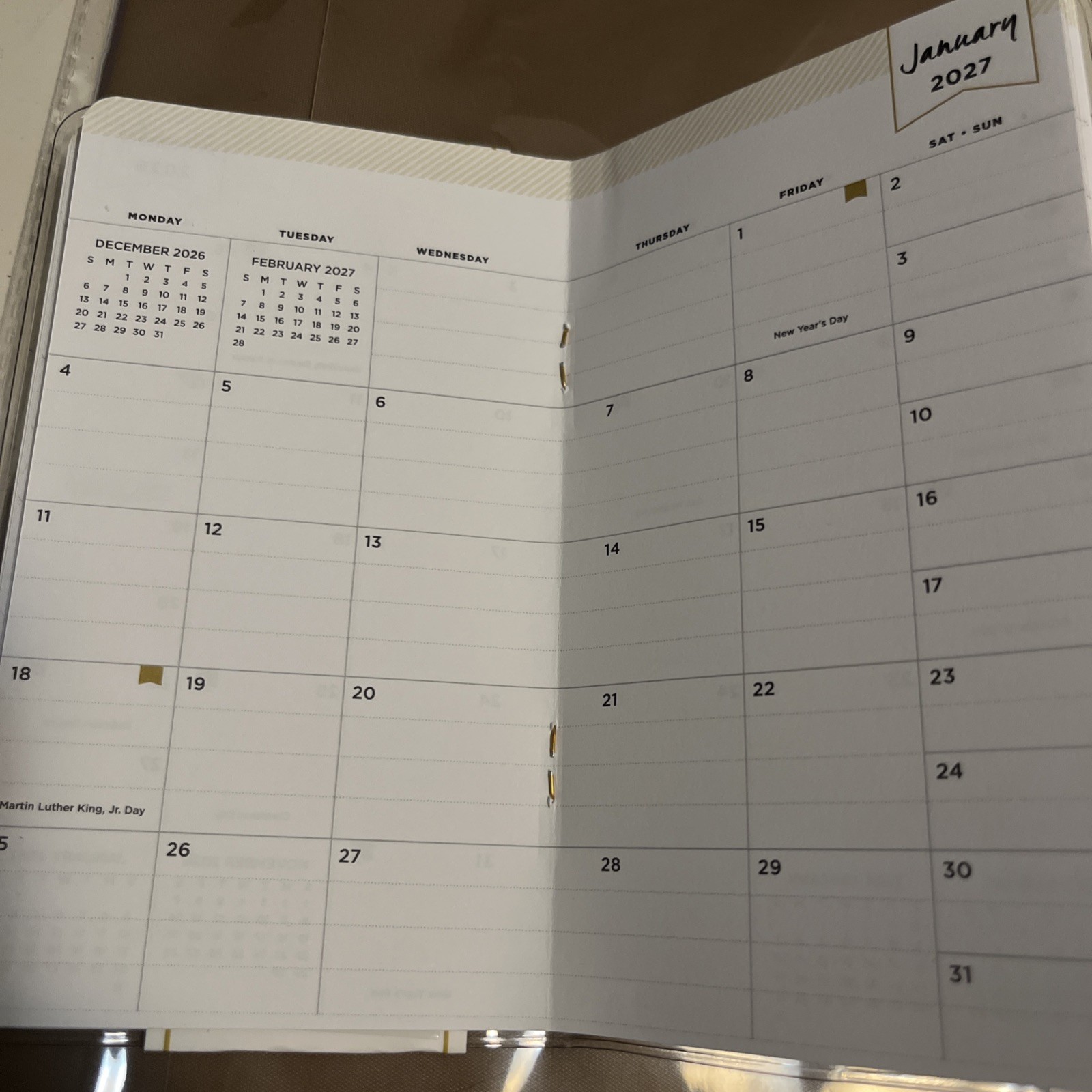 Blue Sky Day Designer 2026 2027 Calendar Planner Monthly Pocket White Floral