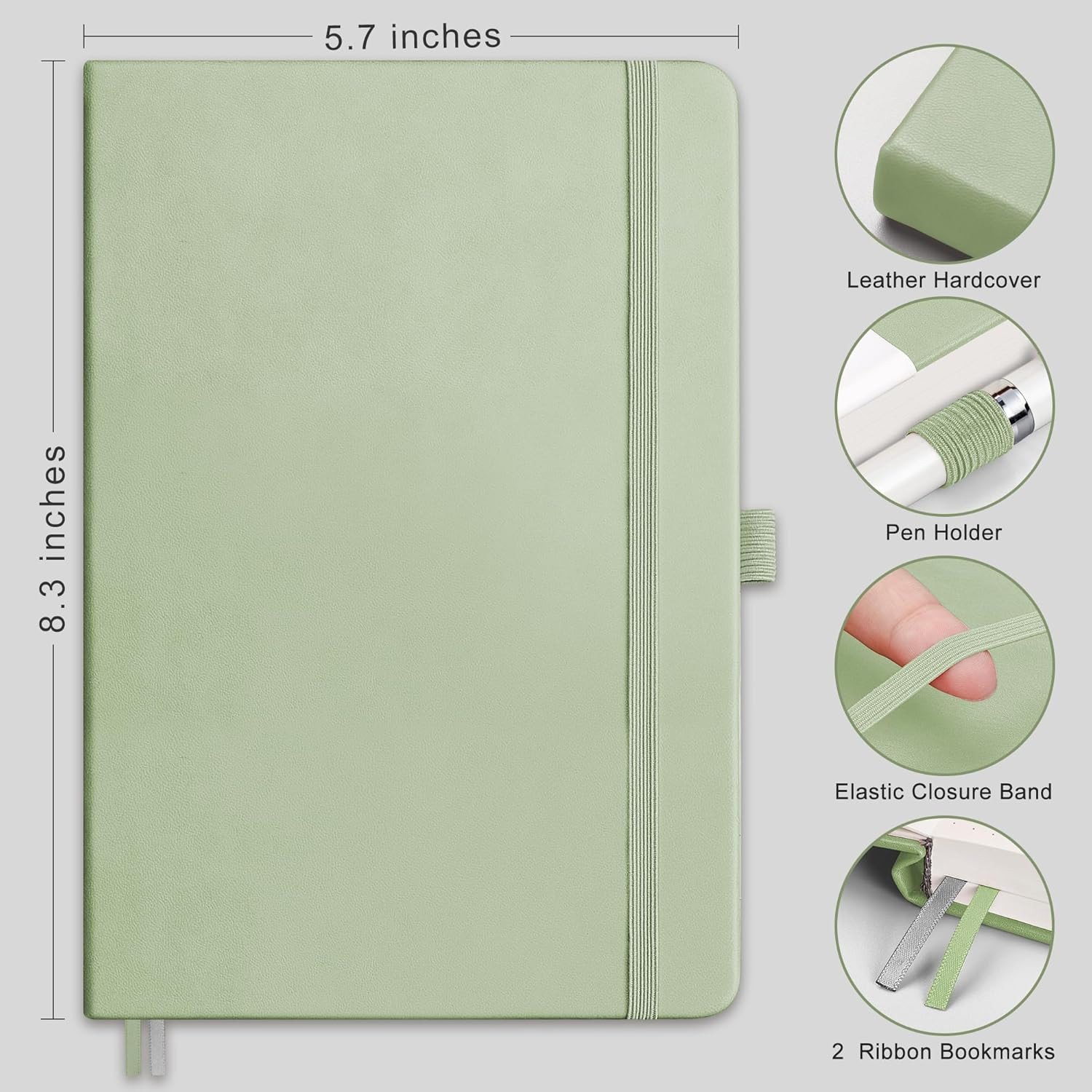 Lined Journal Notebook, 2-Pack, 192 Numbered Pages per Pack, A5 Medium Size (5.7