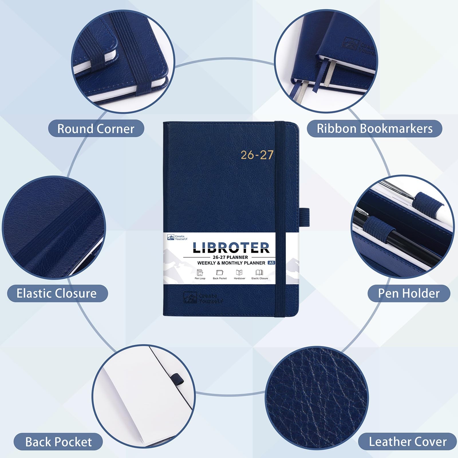 2026-2027 Planner – Academic Weekly Medium, Navy Blue