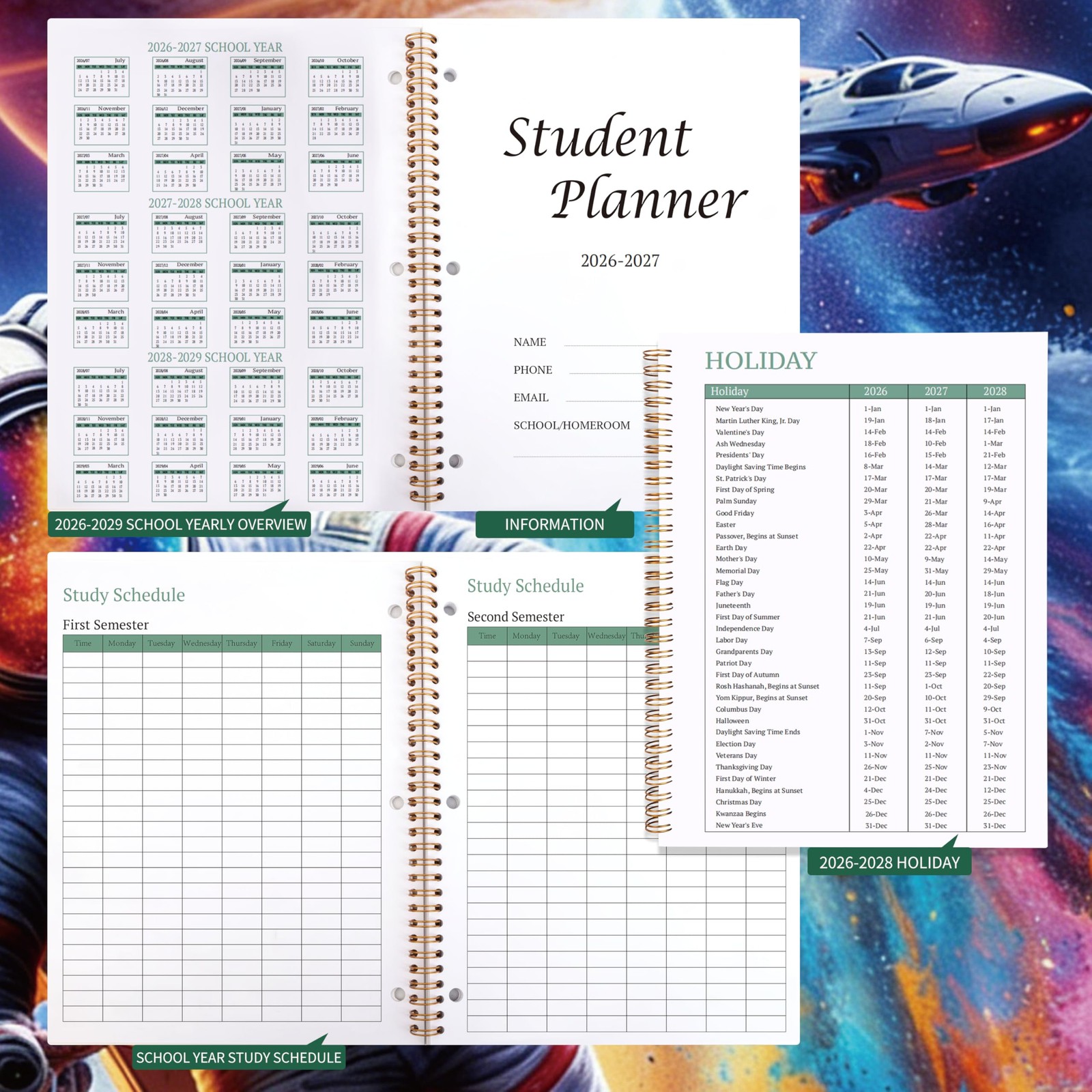 Student Planner 2026-2027 – Monthly and Weekly 8.2″ X 10.7″, Multicolor