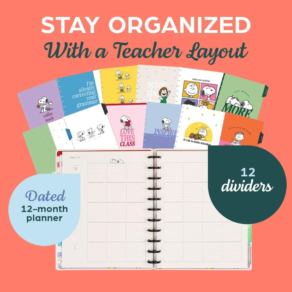 Happy Planner Peanuts Disc-Bound 12-Month Academic Planner, July 2026–June 2027,