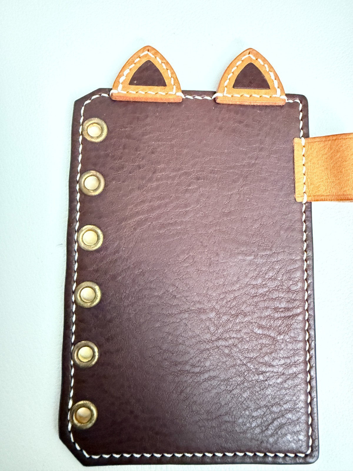 Handmade Leather Planner Binder, A7 Pocket Size, Brown & Tan Colorblock