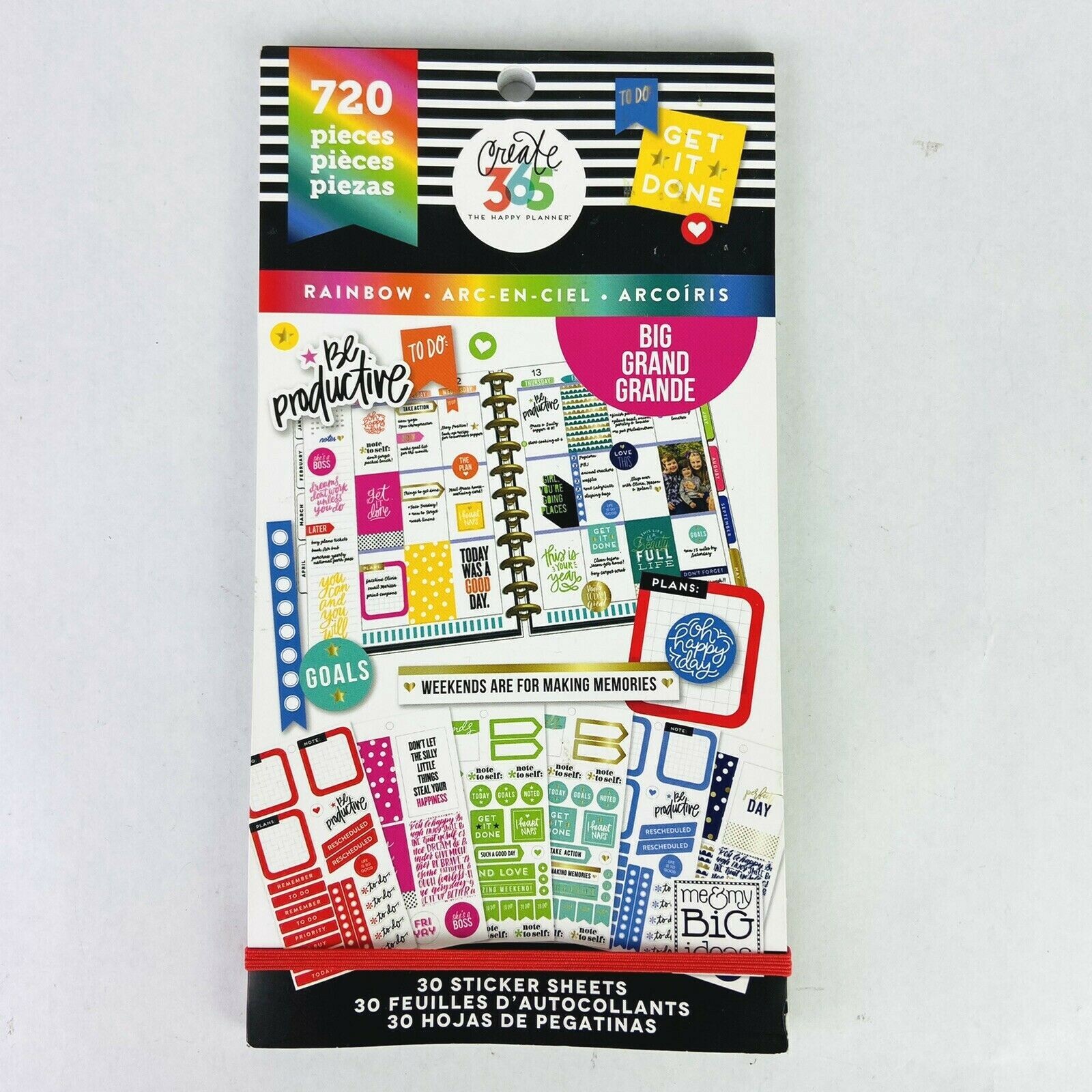Create 365 The Happy Planner Stickers Rainbow 720 Stickers 30 Sheets 9″ x 4.75″