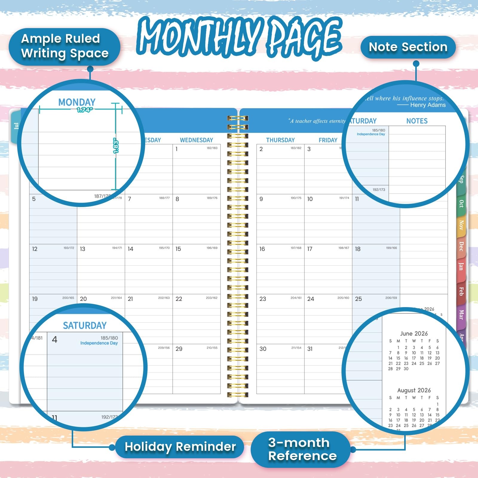 2026-2027 Teacher Planner – July 2026 – June 2027, Lesson Planner 2026-2027, 8.5