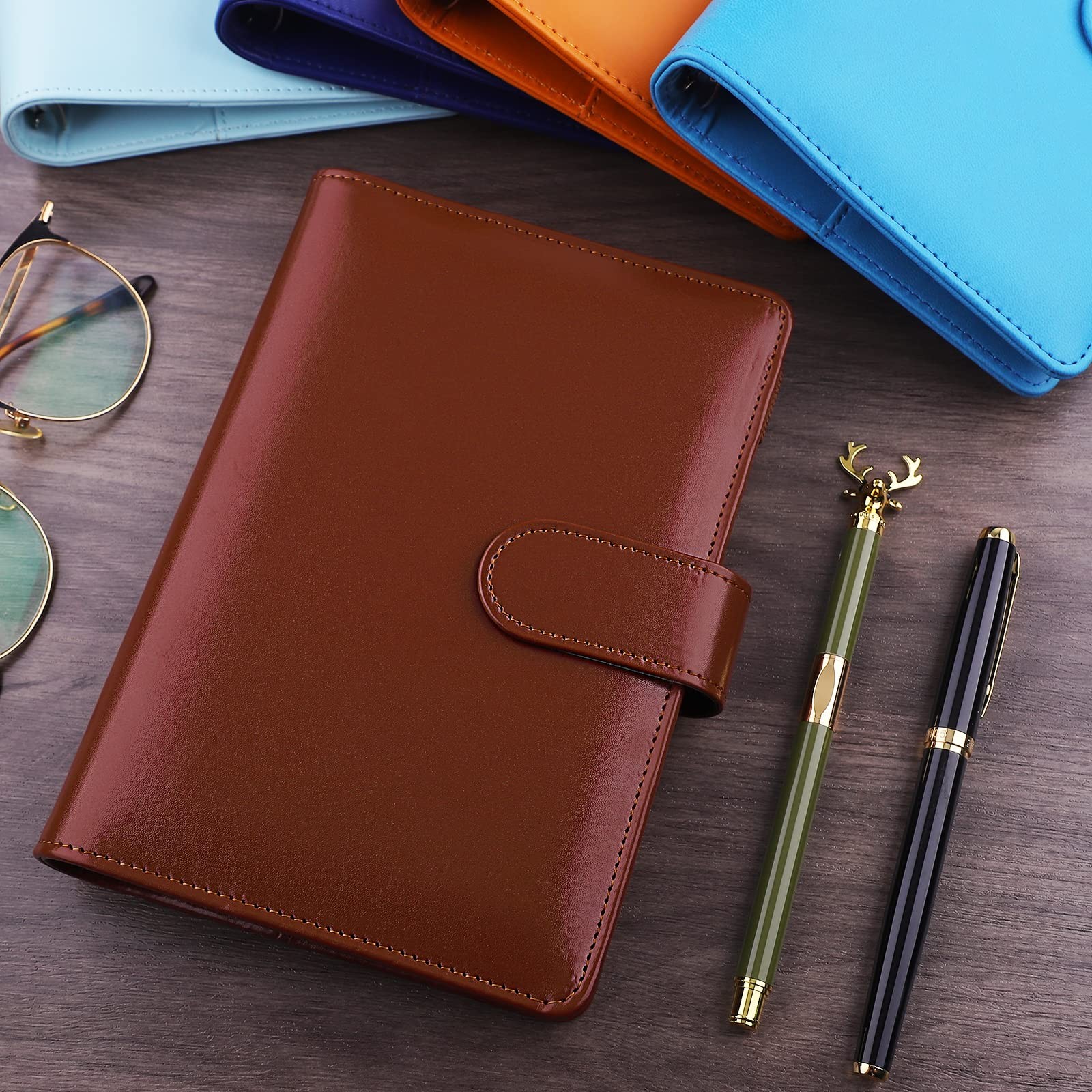 Antner A6 Binder, 6-Ring Refillable Budget Planner Cover, PU Leather, Fits A6 Pa