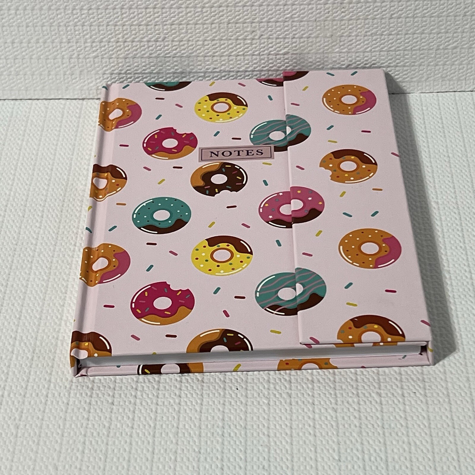 DONUT Hardcover Notebook Journal Pink Colorful Lined Flap