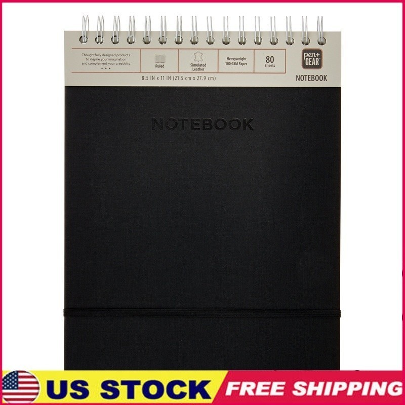 Top Spiral Notebook Simulated Leather 80 Sheets 160 Pages Portable Office New