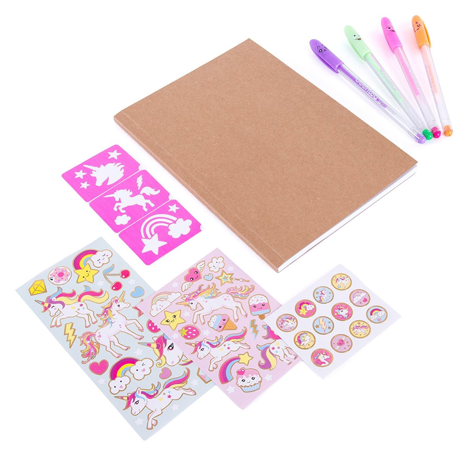 Unicorn Notebook Kit – Girls DIY Journal Set w/ Scented Gel Pens and Stickers
