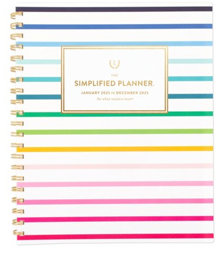 2025 Large AT-A-GLANCE Simplified Emily Ley Weekly Monthly Planner, Happy Stripe