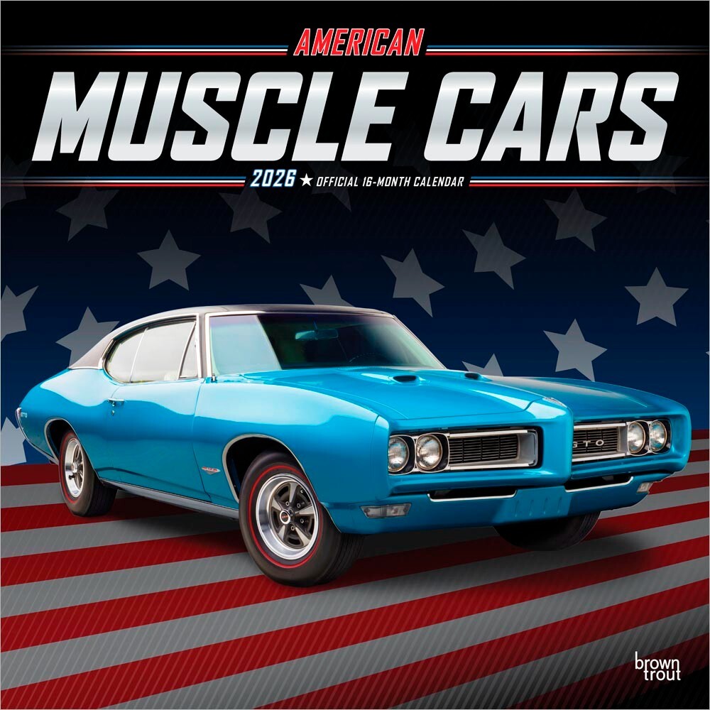 American Muscle Cars OFFICIAL | 2026 12×24″ Square Wall Calendar | Plastic-Free