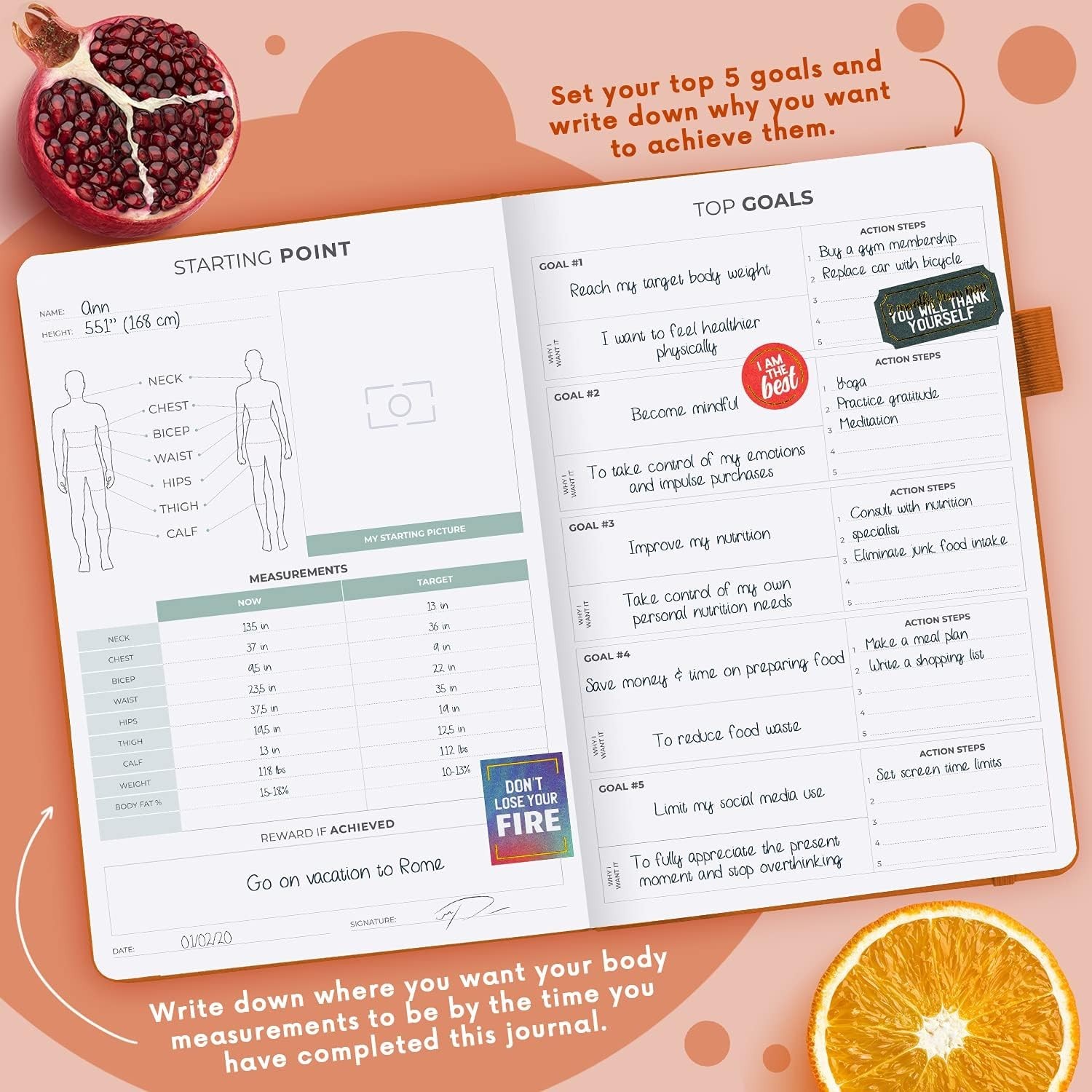 Stylish Daily & Weekly Health Planner: Track Meals & Wellness Goals Effortlessly