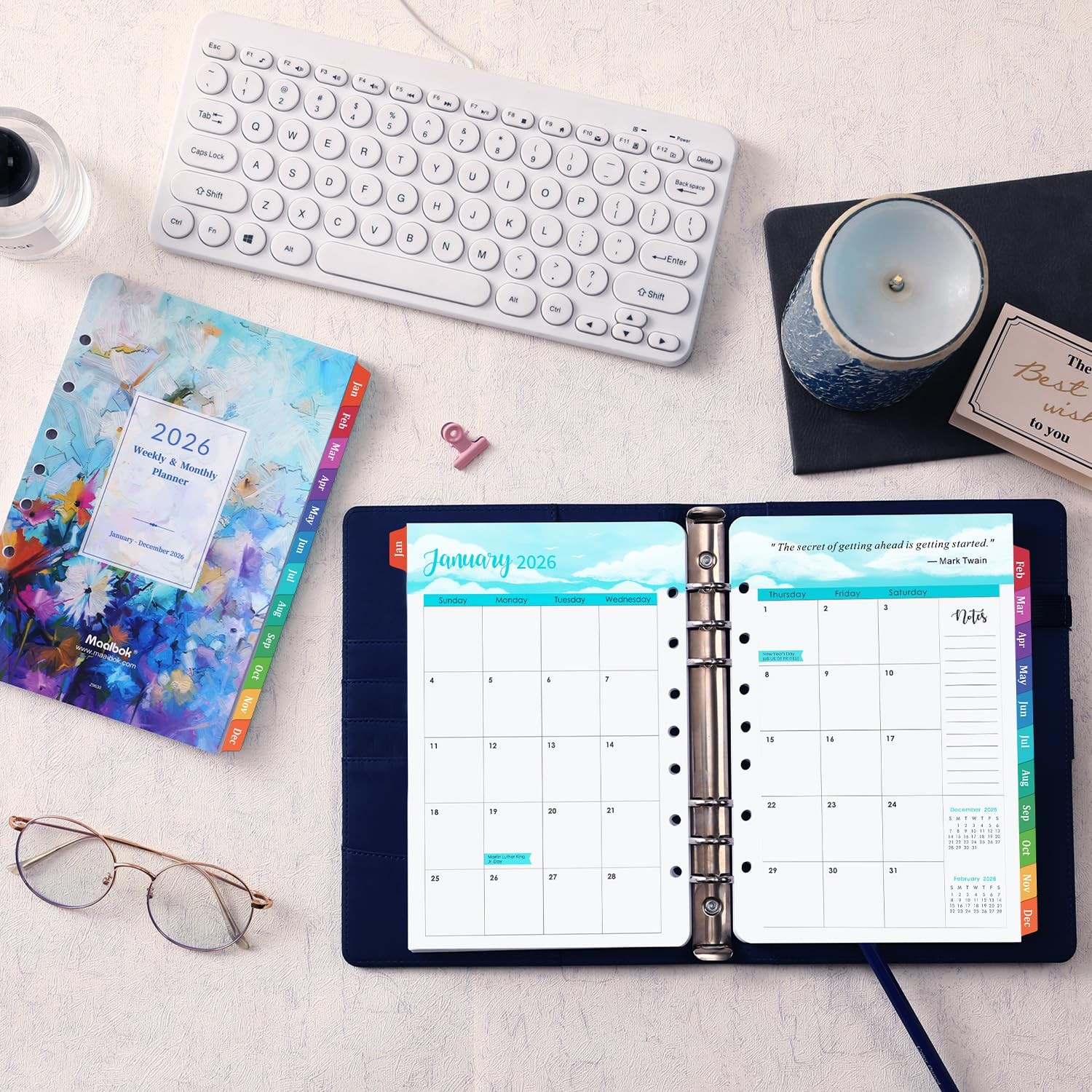 2026 Planner Refills – Inserts with 7-Hole Punched, 5-1/2″ multicolor