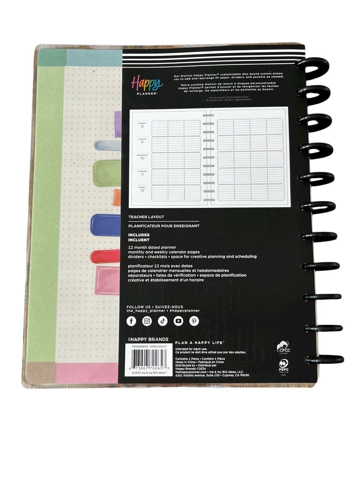 Happy Planner Organizer Multicolor 8.5×11 Big Teacher Layout educators