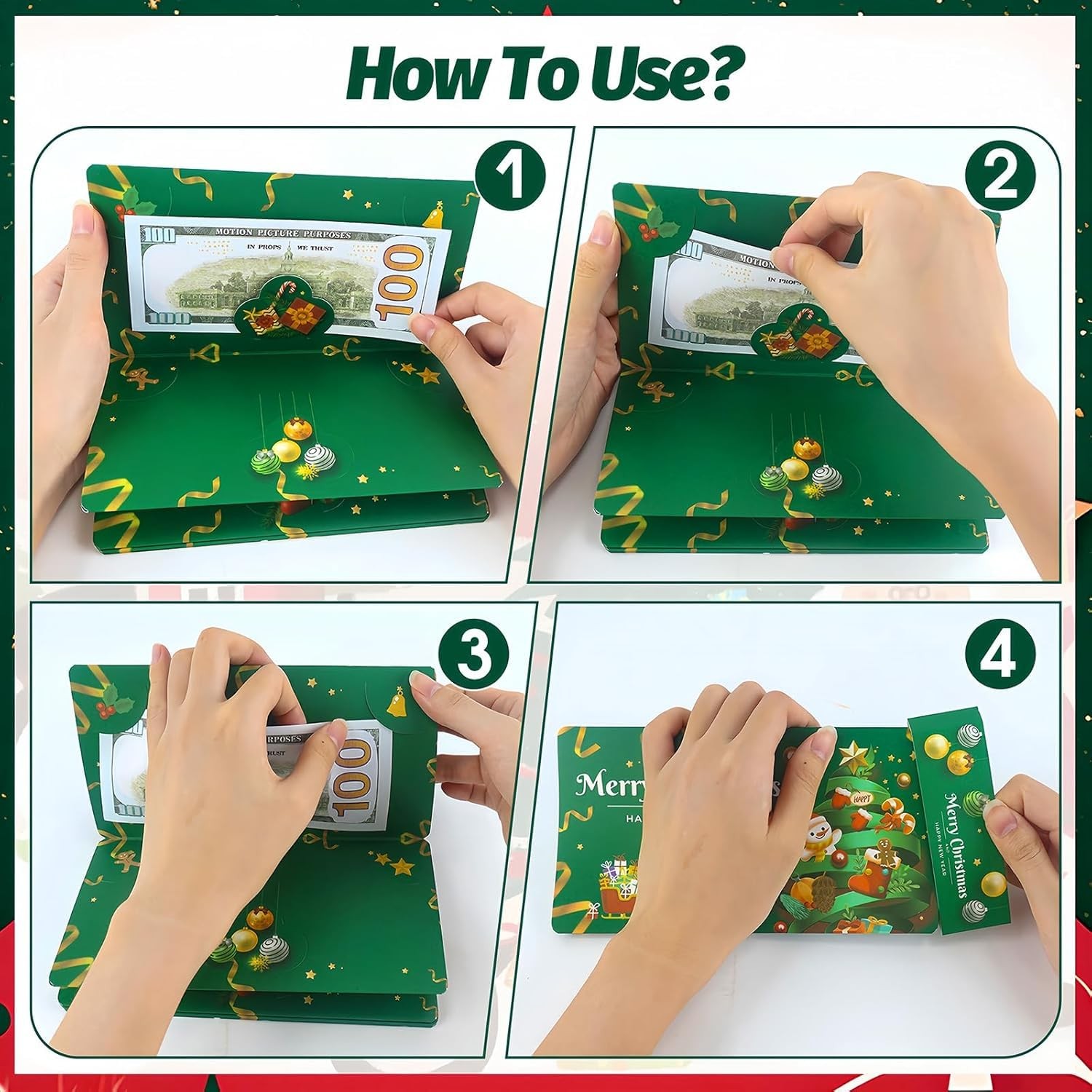 JANTORSGD 2 Pack Christmas Cash Gift Envelopes, 10 Slots Christmas Money Hold…