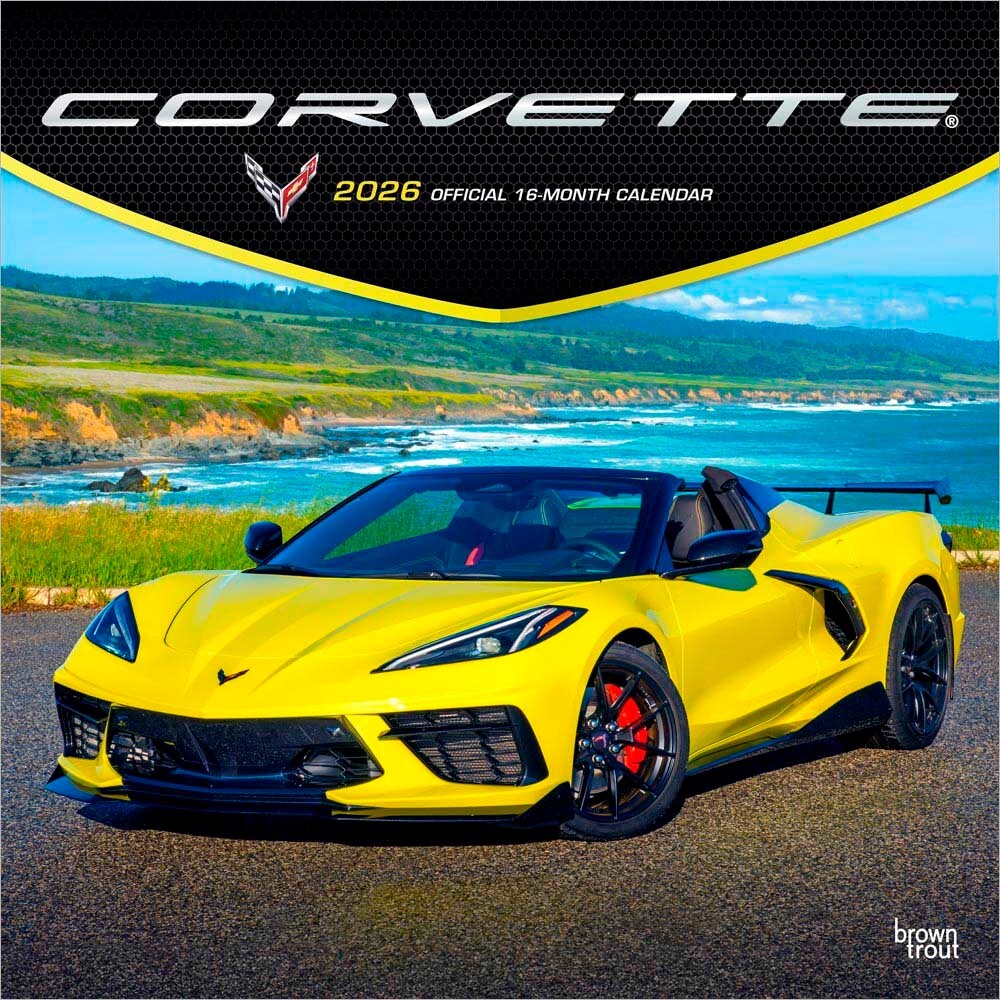 Corvette OFFICIAL | 2026 12×24″ Square Wall Calendar | Plastic-Free