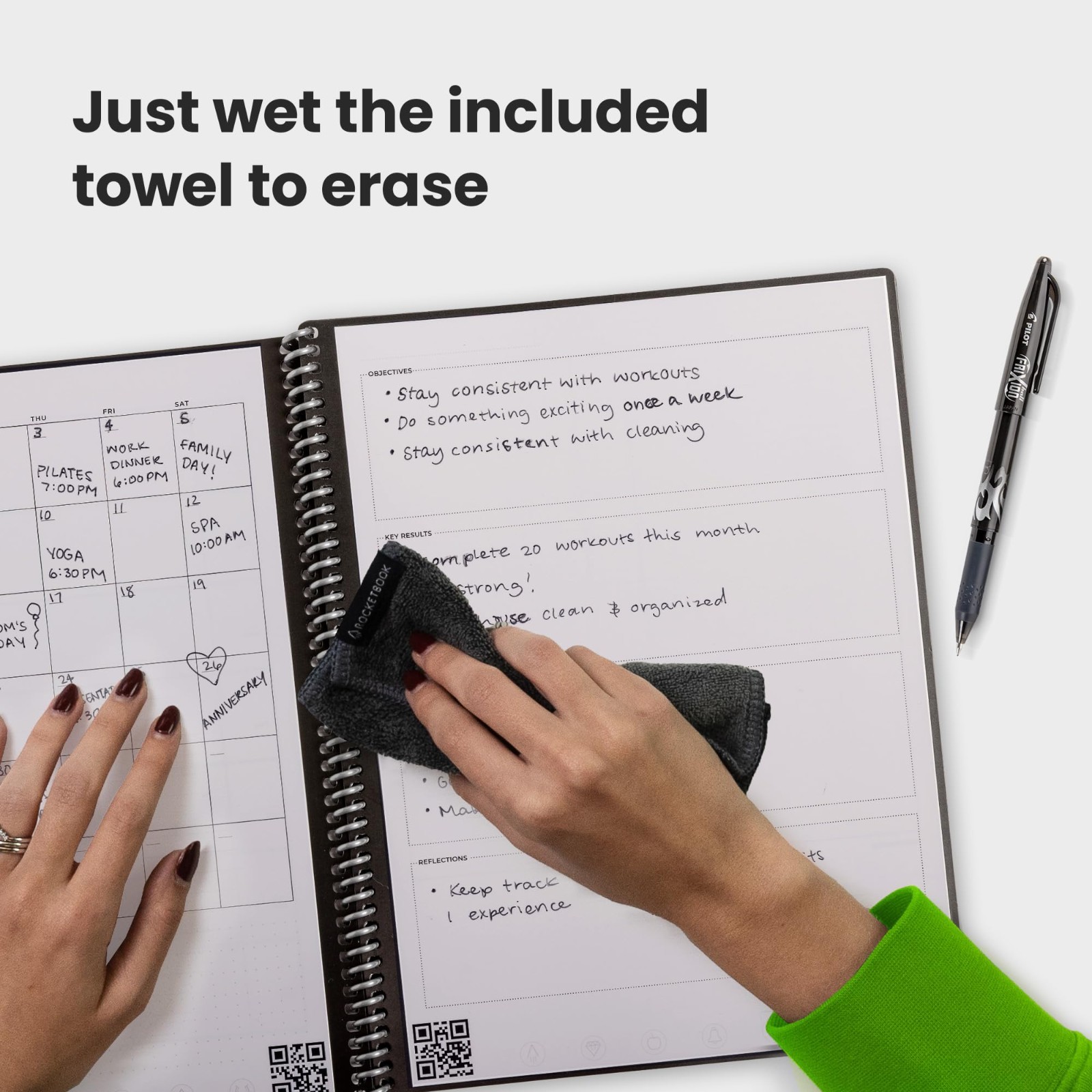 Reusable Undated Productivity Planner – 8.5×11 Letter Size, Goals, Calendar, To-