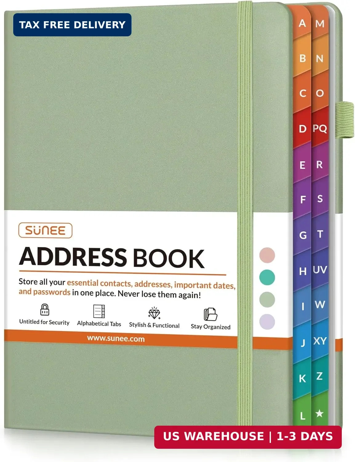 SUNEE Address Book with Colorful Alphabetical Tabs, Address Notebook Organizer f