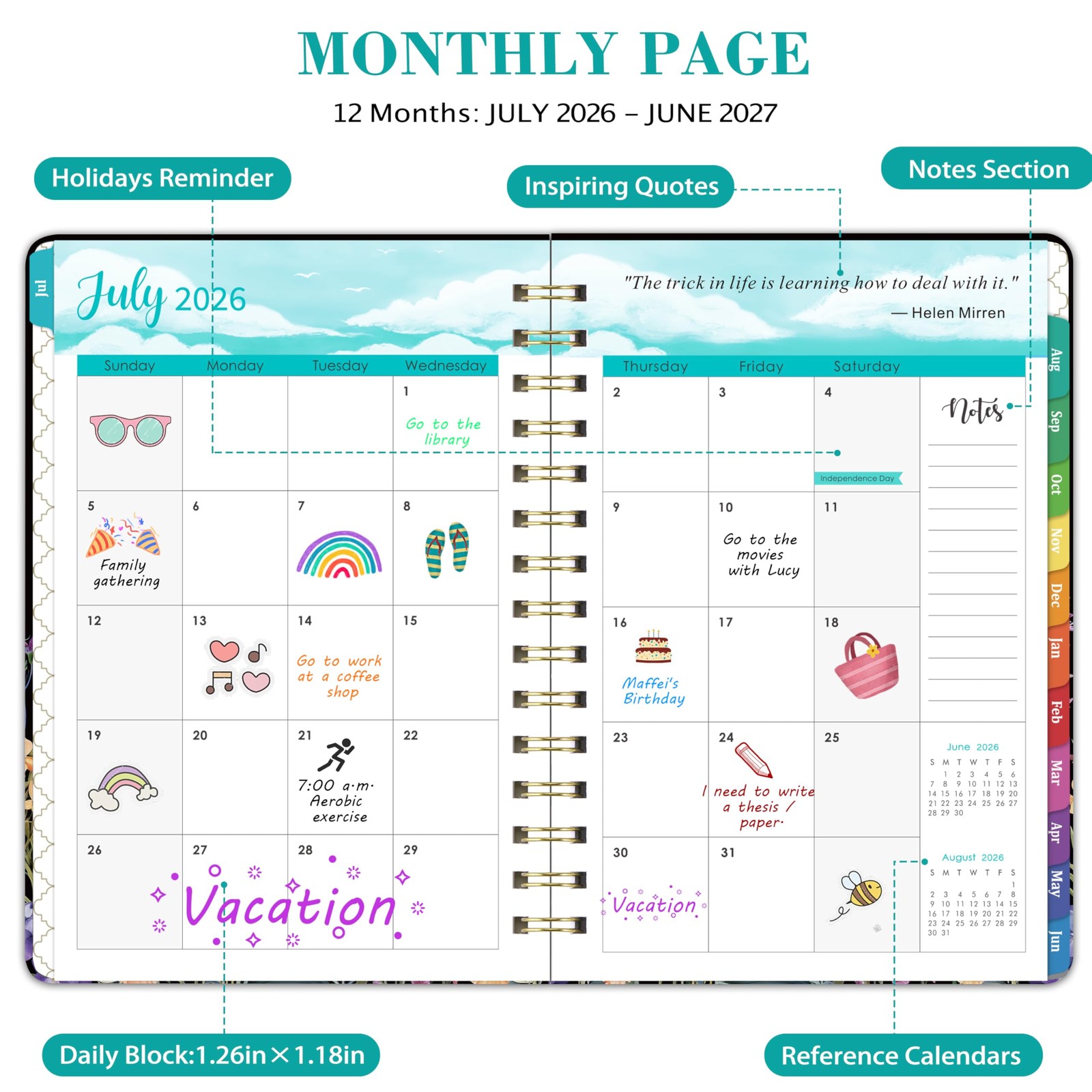 Planner 2026-2027 – Academic Planner 2026-2027, JULY 2026 – JUNE 2027, 6.3″ x…