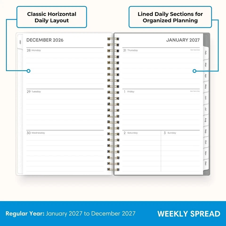 2027 Weekly and Monthly Planner Calendar, January 2027 – December 2027, 5″ X 8″,