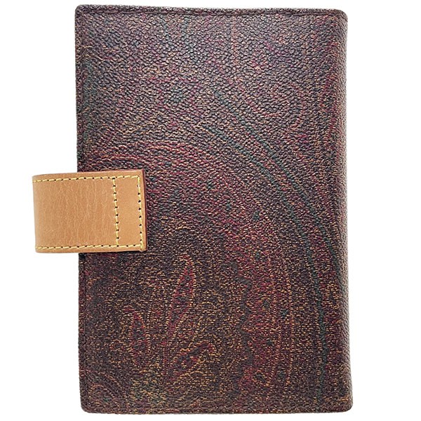 ■Authentic Etro Paisley Notebook Cover, PVC Leather, Multicolor Brown Tones,