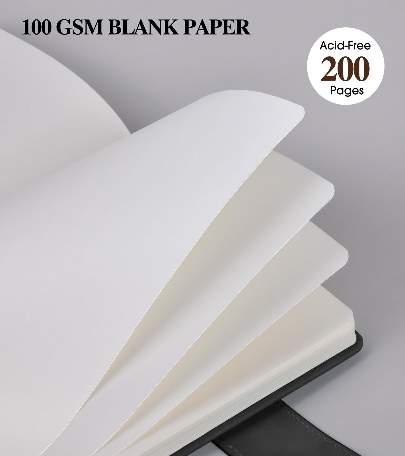 A5 Hardcover Leather Sketchbook – 200 Pages Blank Paper, Unlined Notebook