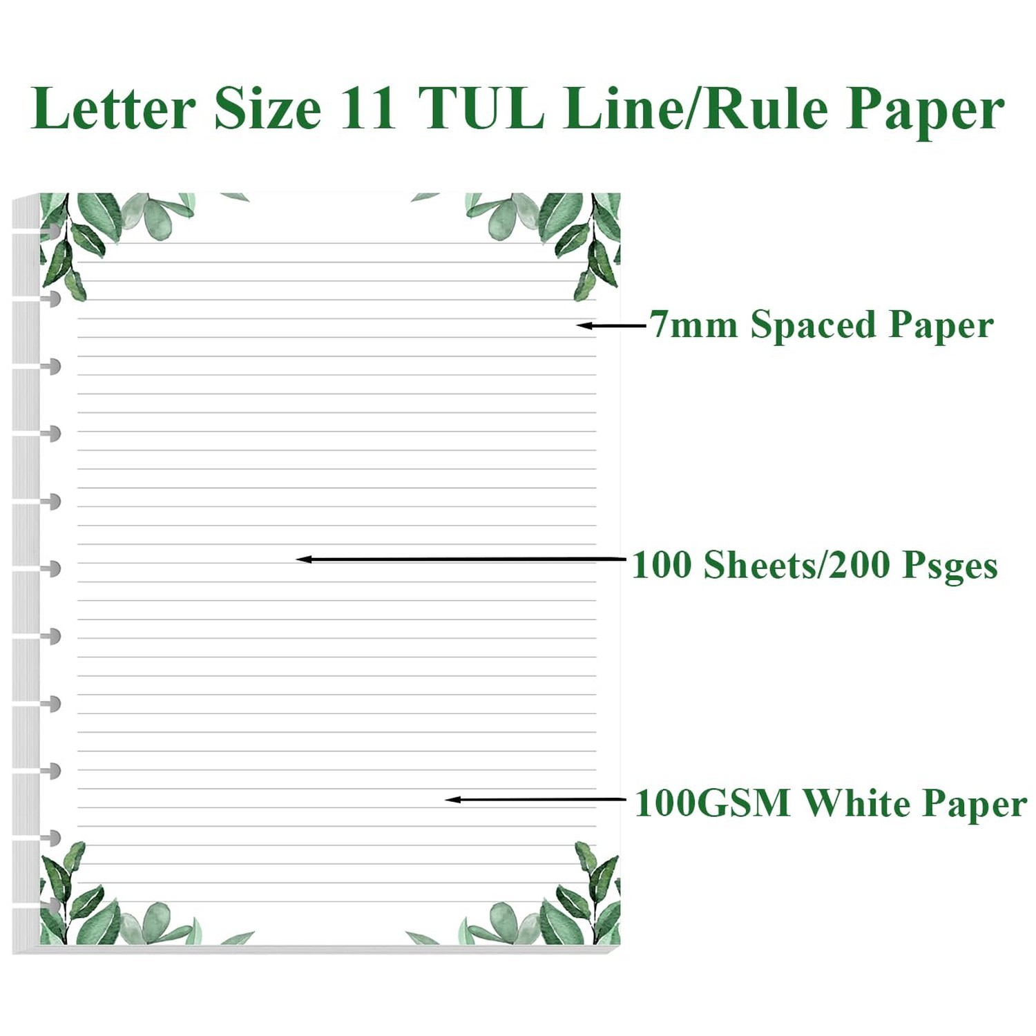 A4 TUL Discbound Lined Refill Paper, 11-Disc Discbound Ruled Filler Paper, 10…