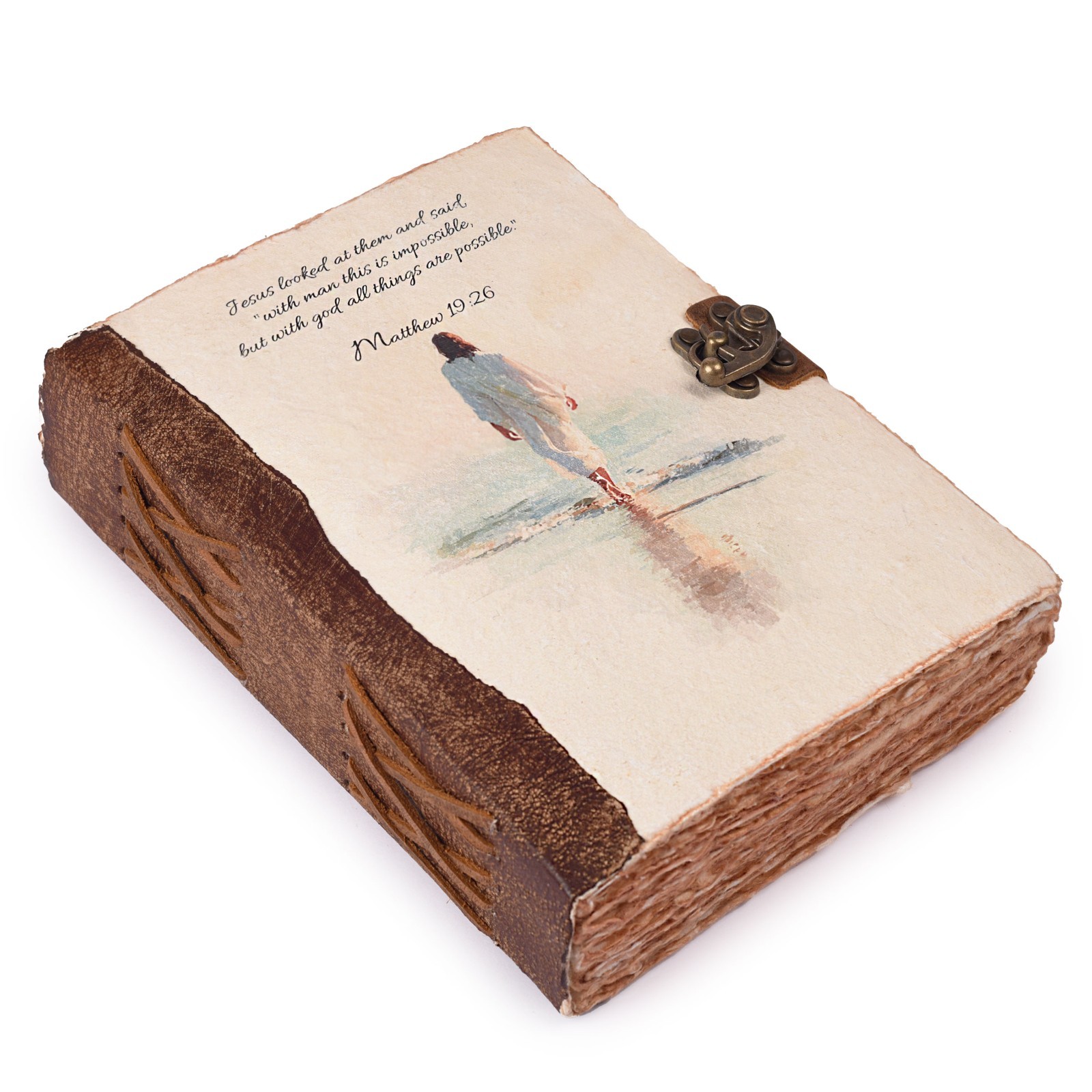 Handmade Christian Prayer Journal with Antique Lock Closure for Men & Women