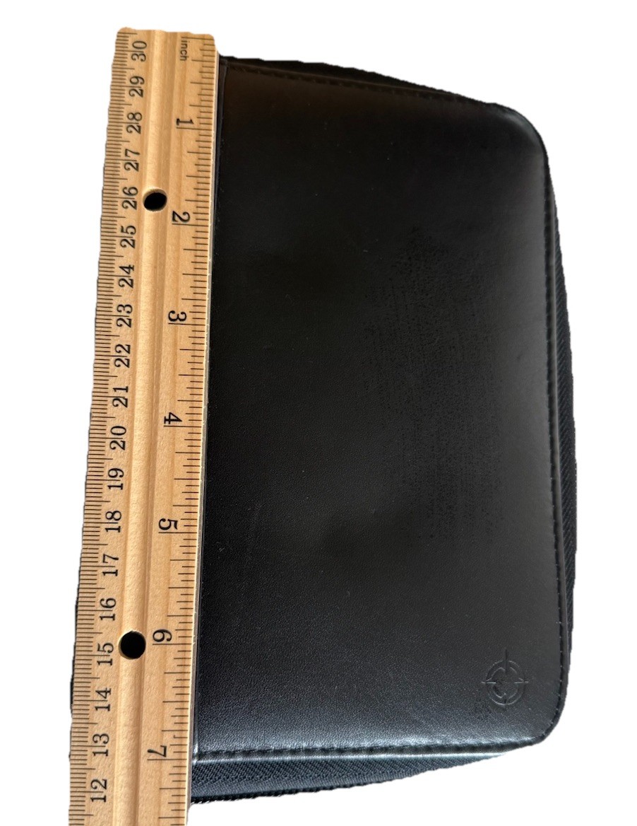 Vintage Franklin Covey 6-Ring Zip Around Black Full Grain Leather Binder 1996