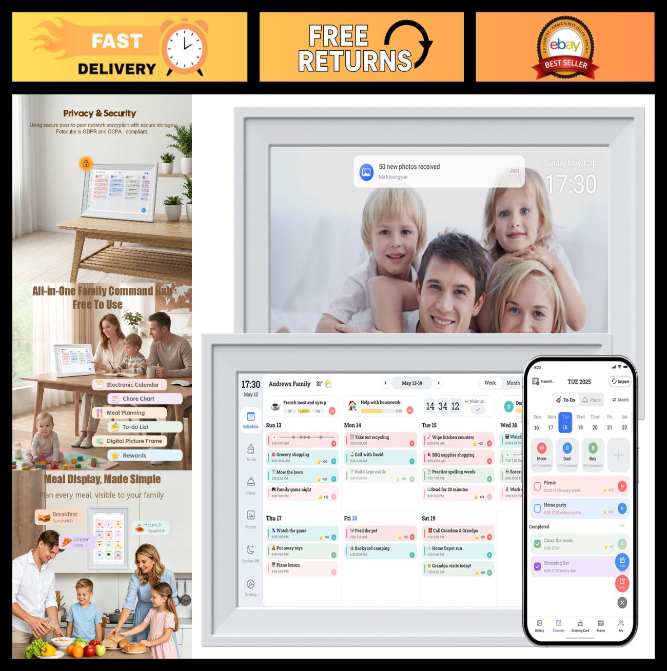 10.1″ Touch Screen Digital Calendar & Planner – Smart Home Office Organizer, Syn
